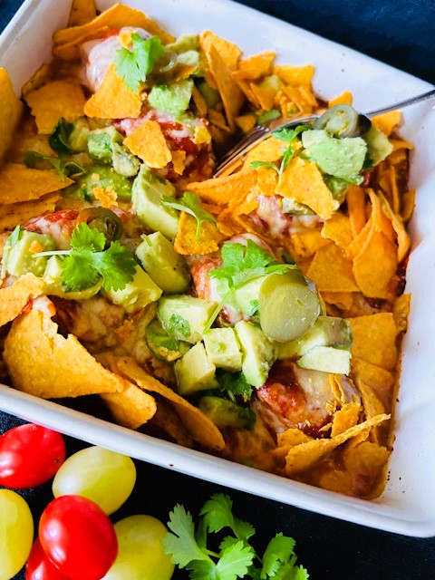 Ugnsbakad torsk med salsa, ost och nachos – kalorisnål