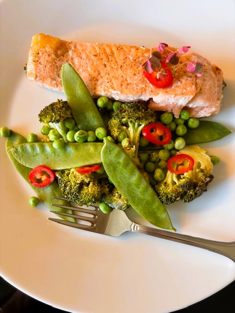 Teriyakilax med grönsaker och chili - kalorisnål