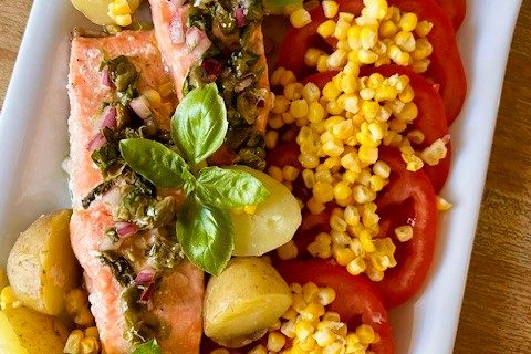 Lax med basilikadressing – kalorisnål