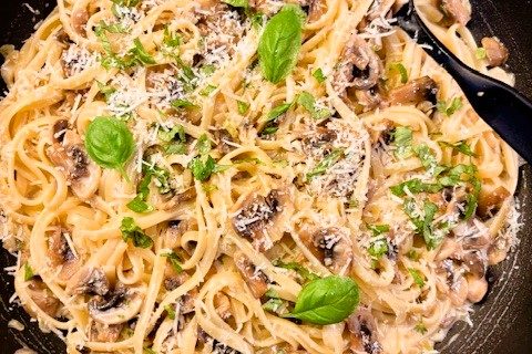 Linguine med krämig svamp – kalorisnål