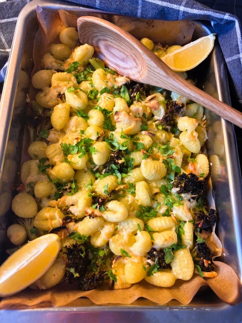 Knaprig gnocchi med broccoli i ugn – kalorisnål